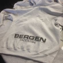 Hot off the press are some screen printed hoodies for Bergen Excavating in #yqr