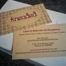 Check out these hot new cards for @kneadedglutenfreebakeshop Printed on 100% recycled and environmentally friendly KRAFT paper. #printlocal #yqr #regina