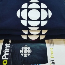 Some fresh, hot Tees for our friends at CBC. #cbc #canada🇨🇦 #saskatoon #cbcsask #blacktees #teamfloprint